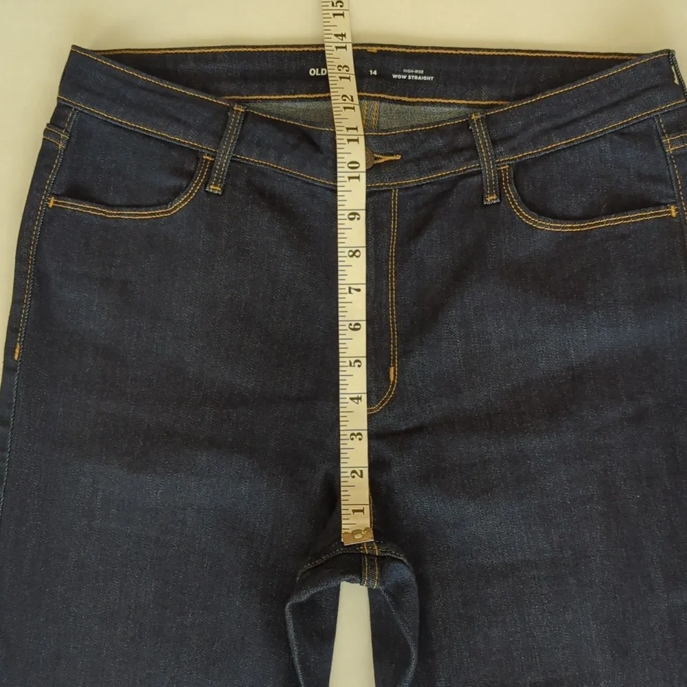 NWOT Old Navy High-Rise Wow Straight Denim Mom Jeans 14 Dark Wash Blue Pockets - Picture 12 of 13
